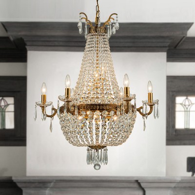 ALOADECOR Vintage Basket Chandelier French Country Decor With Crystal Accents