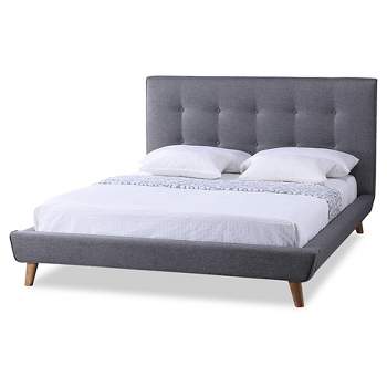 Jonesy Scandinavian Style Mid-Century Fabric Upholstered Platform Bed - Baxton Studio
