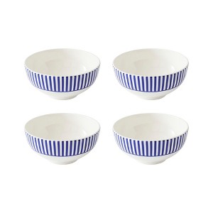 Spode Steccato Rimless Bowl, Set of 4 - 6.5 Inch Shallow Earthenware Serving Bowls with Oriental Border Design - Asian Style Tableware - 1 of 4