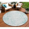 Teal Blue And Ivory Abstract Washable Indoor Outdoor Area Rug - 2 of 4