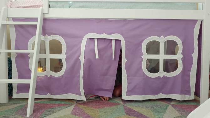 Max & Lily Twin Low Bunk Bed with Stairs and Slide with Curtains, 2 of 7, play video