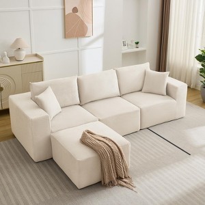 Sectional Couches Sofas, Modular Sectional Sofa with Deep Seat, Upholstered Chenille Convertible Sponge Compression Sofas, No Assembly Required - 1 of 4