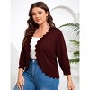 Plus Size Knit 3/4 Sleeve Cardigan Knit Shrug Sweater - 2 of 4