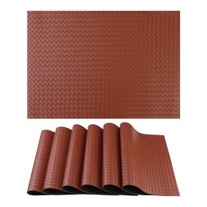 REGALWOVEN Leather Dining Heat Resistant Placemats 17 x 12 Inch 6 Pcs - 1 of 4
