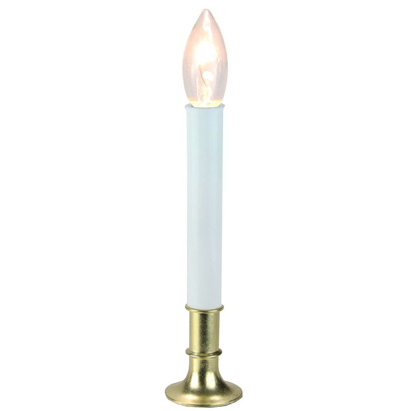 Northlight 9" Pre-Lit White and Gold C7 Christmas Candle Lamp with Sensor, 1 of 4