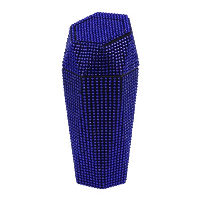Unique Bargains Car Trash Can Rhinestones Portable Car Cup Holder Plastic Trash Bin Blue 1 Pcs