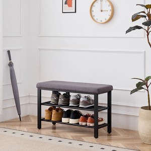 KTMBDW Shoe Rack Bench, 3-Tier Shoe Rack for Entryway, Mid-Century Modern - 1 of 4