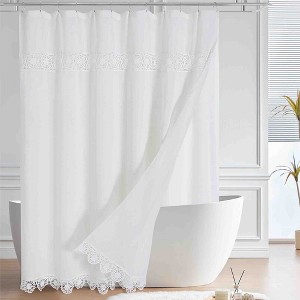 BAGOKIE 72"x72" Boho Linen Blend Shower Curtain, Pack of 1 - 1 of 4