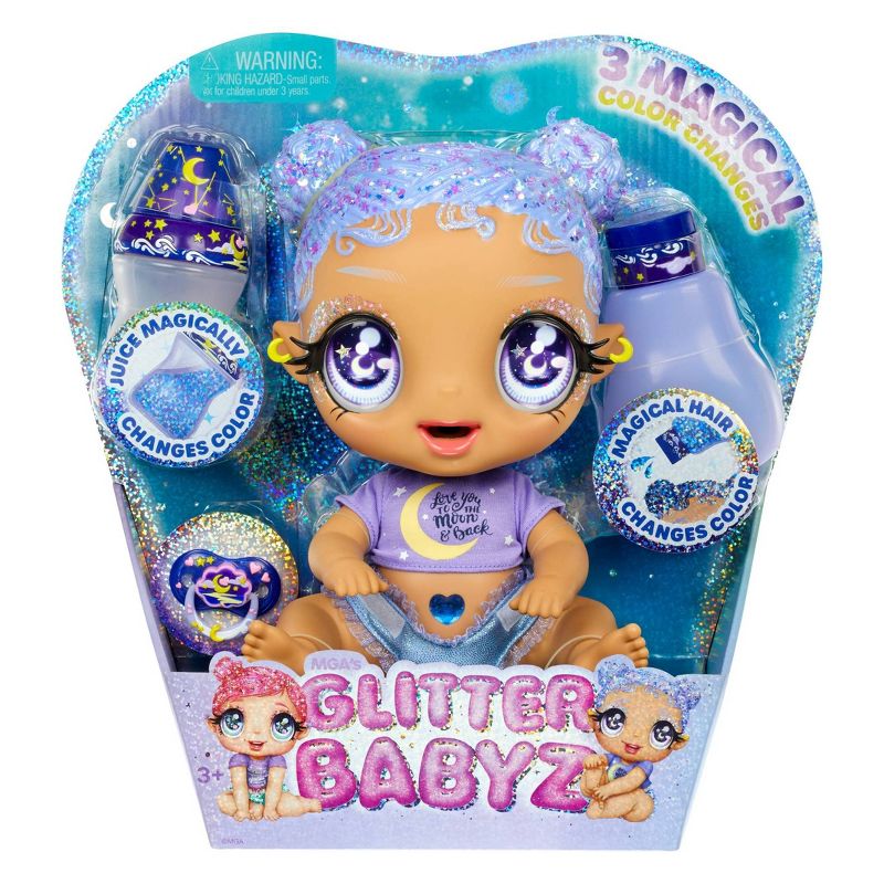 Glitter Babyz Selena Stargazer with 3 Magical Color Changes Baby Doll - Pastel Purple Glitter Hair, 6 of 8