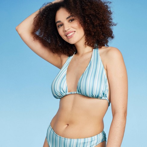 Women's Tall Triangle Bikini Top - Wild Fable™ Blue Striped Xl : Target