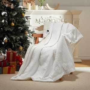 Electric Blanket King Size , Waffle Fast Heating Heated Throw Blankets Machine Washable - 1 of 4