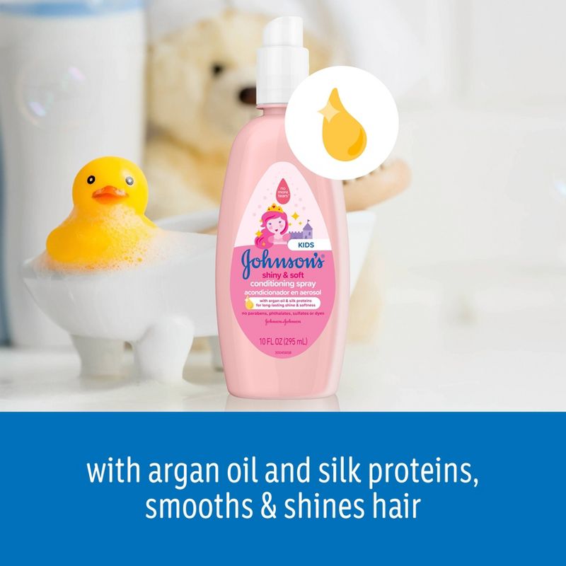 Johnson&#39;s Shiny &#38; Soft Kids&#39; Hair Conditioning Spray, Argan Oil &#38; Silk Proteins, for Toddlers&#39; Hair - 10 fl oz, 5 of 12