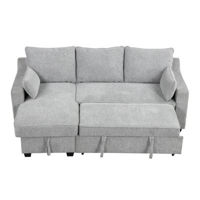 NicBex Modern 90" Pull Out Sofa Bed Convertible Sleeper Sofa with Storage Chaise and Storage Racks for Living Room