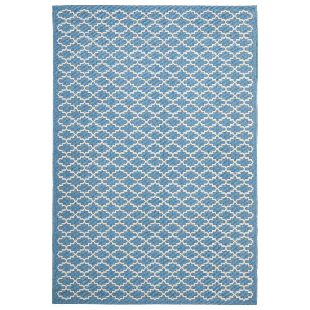 6'7in x 9'6in Durres Outdoor Rug Blue/Beige - Safavieh