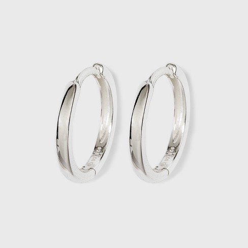 Silver Hoop Earrings, Large Hoop Earrings, Silver Hoops, Big Thick Hoops  Simple Women Earrings, Silver 2 Big Snap Circle Hoop Jewelry Gift 