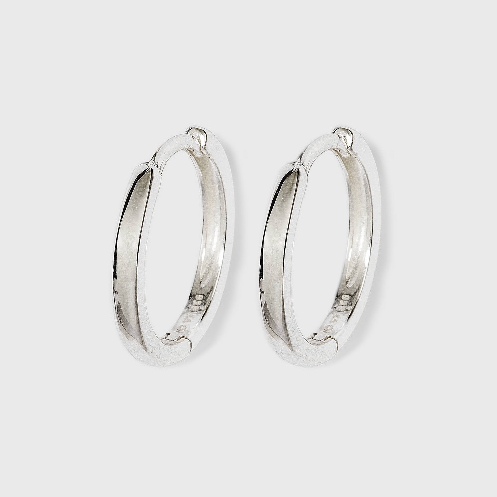 Photos - Earrings Band Hoop  - A New Day™ Silver black