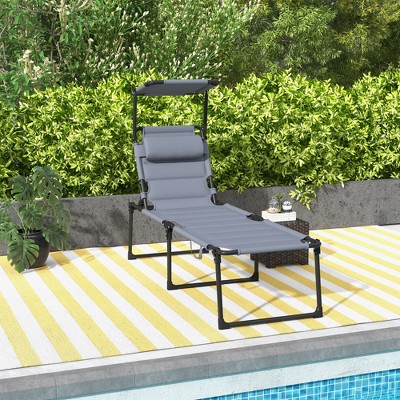 Maggift Patio Chaise Lounges, Portable Foldable Lounge Chair, Adjustable Angle Multifunctional Patio Lounge Chair, Gray, 74.75"*22"*17.75"