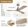 52 Inch Ceiling Fan No Light Modern Solid Wood Ceiling Fan with Remote High CFM Airflow, Quiet DC Motor 3 Rods 6 Speeds Timer & Reversible for Bedroom - 3 of 4