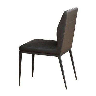 Chair with Faux Leather and Sleek Metal Legs Gray - Benzara