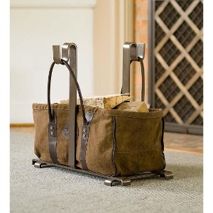 Plow & Hearth - Heavy Duty Canvas Log Carrier And Steel Stand Set - 1 of 1