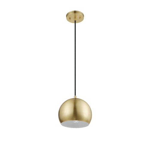 Novogratz x Globe Electric 1-Light Matte Brass Pendant Lighting with  Frosted Ribbed Glass Shade & Reviews