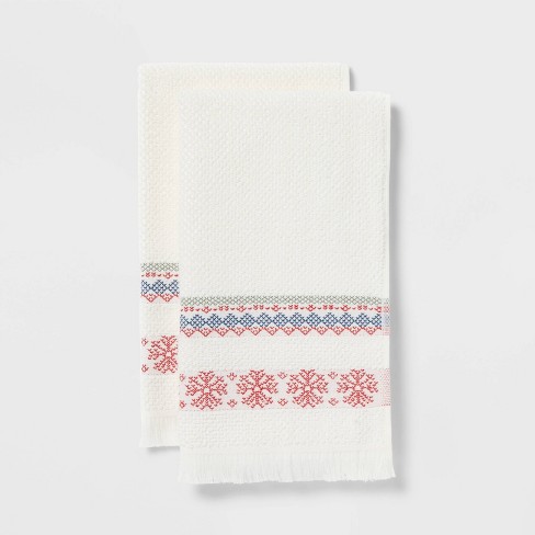 2pk Cotton Plain Woven Kitchen Towels Red - Threshold™
