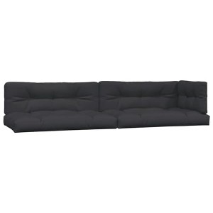 vidaXL Black Fabric Pallet Cushions Set - Soft and Durable Poly Fiber Filling, UV Resistant Polyester Cover for Patio and Indoor Seating - 1 of 4