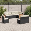 vidaXL 8 Piece Patio Sofa Set with Cushions Black Poly Rattan - Black and Cream Without Table - 2 of 4
