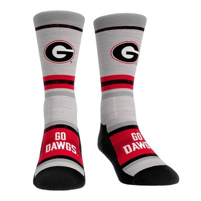 NCAA Georgia Bulldogs Adult Cool Gray Block Crew Socks - L/XL