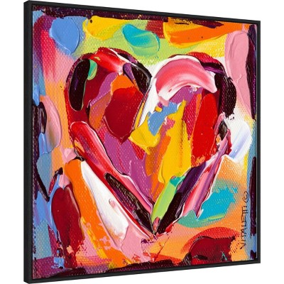 30" x 30" Colorful Abstract Heart Canvas Print with Black Frame