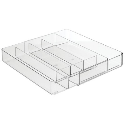Mdesign Expandable Plastic Kitchen Drawer Storage Cutlery Tray - Clear ...