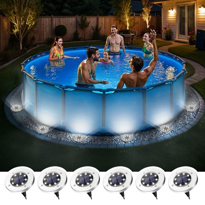 Cool White 8 LED Solar Outdoor Waterproof In-Ground Path Lights for Pathway, Yard, Lawn, Patio and Walkway
