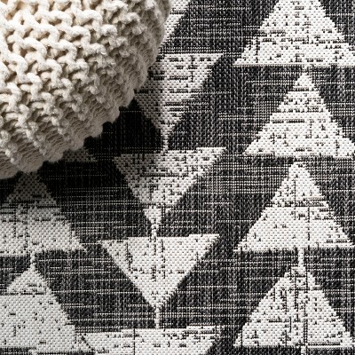 Andratx Black/Ivory Geometric Synthetic Indoor/Outdoor Rug