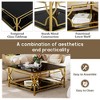 Luxurious Coffee Table Glass Cocktail Table Center Table Accent Table Side Table with Metal Frame - ModernLuxe - 3 of 4