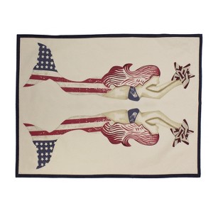 Beachcombers Patriotic Mermaid Stars And Red White Blue American Flag 4th of July Kitchen Tea Towel Decor - 1 of 2