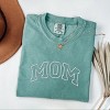 Simply Sage Market Embroidered Mom Varsity Outline Garment Dyed Tee - M - Light Green - 2 of 4