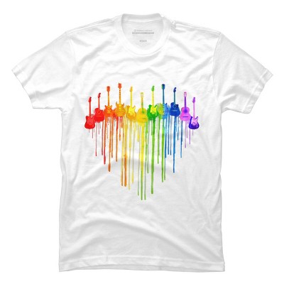 Design By Humans Guitar Heart Music Pride By ToruSanogawa T-Shirt - White - Small