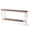 HDZNVF 70.9in Vintage French Console Table - Extra Long Sofa Table Behind Couch w/ 2 Shelves, White & Brown - 4 of 4