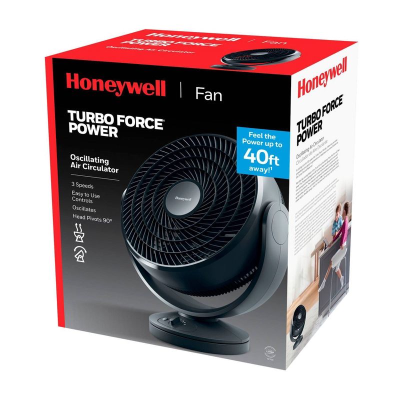 Honeywell HF710 Turbo Force Oscillating Floor Fan Black, 3 of 11