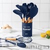 Country Kitchen Non Stick Silicone Utensil Set with Rounded Wood Handles for Cooking and Baking, 14 Piece Set, Navy - 4 of 4
