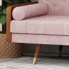 ORRD Mid-Century Modern Tufted Fabric Sofa with Gold Tipped Rubberwood Legs, Diamond Stitched Backrest & Waffle Seat - 4 of 4