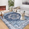 Washable Rug Vintage Medallion Area Rugs Non-Shedding Floor Mat Throw Carpet for Living Room Bedroom, 9' x 12' Blue - 3 of 4