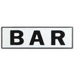Cheung's Rosalia Lacquer Style White & Black BAR Wall Sign - 1 of 4