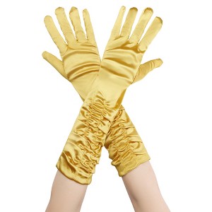 INSPIRE CHIC Women's Satin Opera Length Gloves with Pleats - 1 of 4