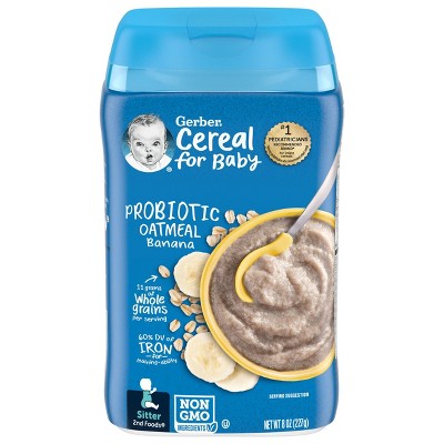 Gerber Probiotic Oatmeal Banana Baby Cereal - 8oz : Target