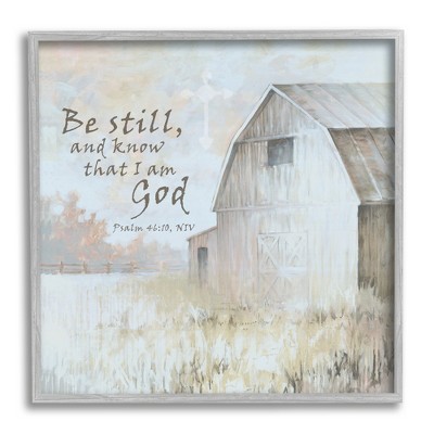 Stupell Industries Religious Psalm Verse Rural Country Barn Farmland Framed Giclee Art