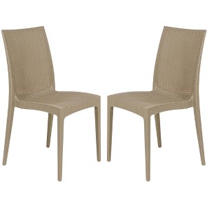 LeisureMod Mace Modern Plastic Dining Side Chair for Indoor and Outdoor, Set of 2 - 1 of 4