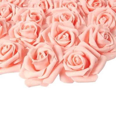 Juvale Rose Flower Heads - 100-Pack Stemless Artificial Roses, Perfect Wedding Decorations, Baby Showers, Crafts - Peach, 3 x 1.25 x 3 inches