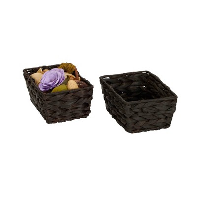Set of 4 Dark Brown Handwoven Wicker Storage Baskets