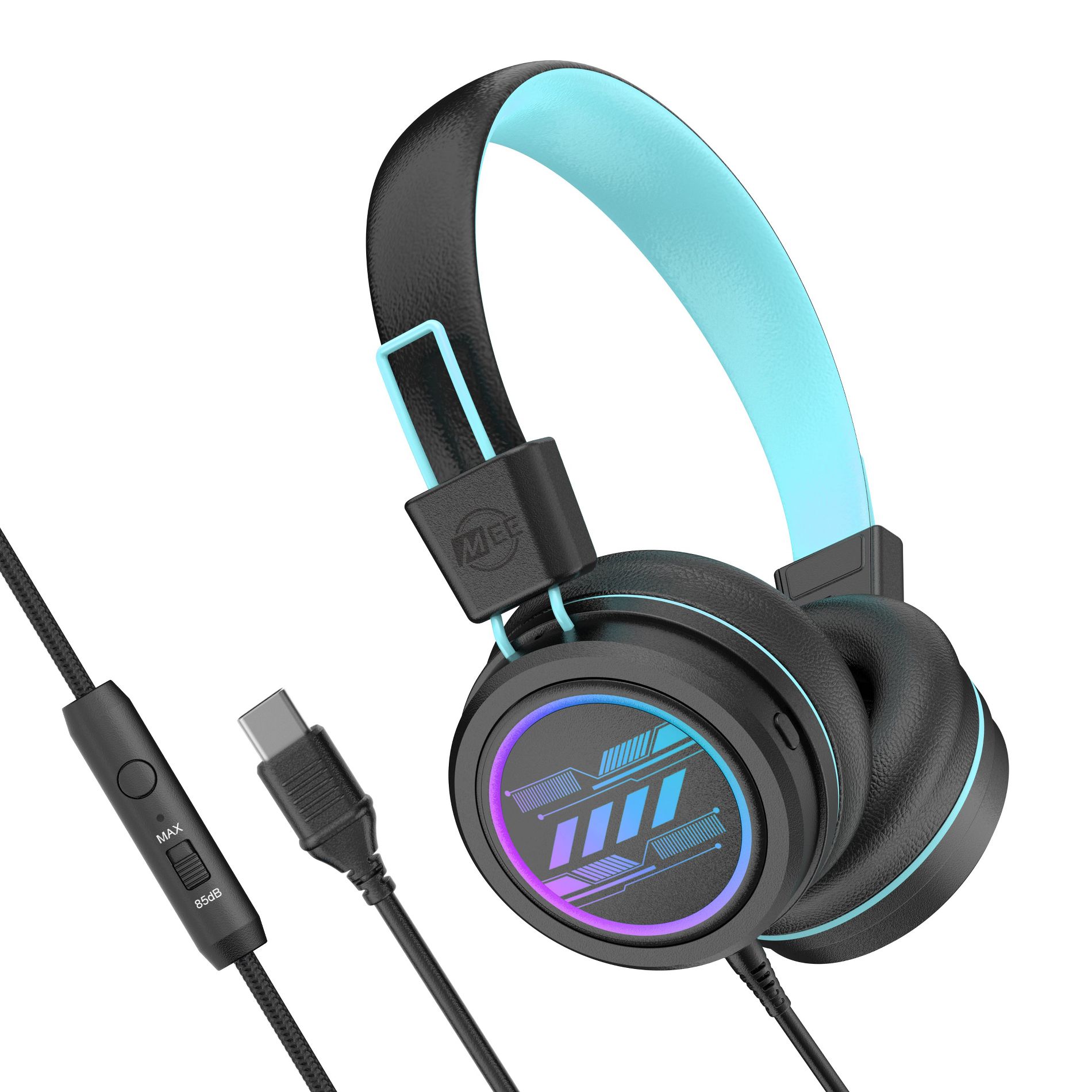 MEE audio KidJamz KJ55U Safe Listening USB-C Kid's Headphones with LED Lights